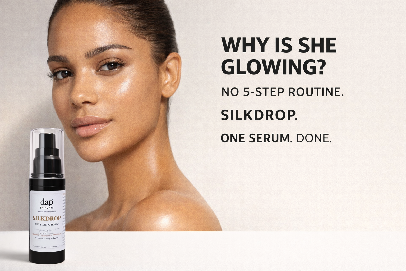 Woman with glowing skin and DAP Silkdrop serum — understanding your skin barrier